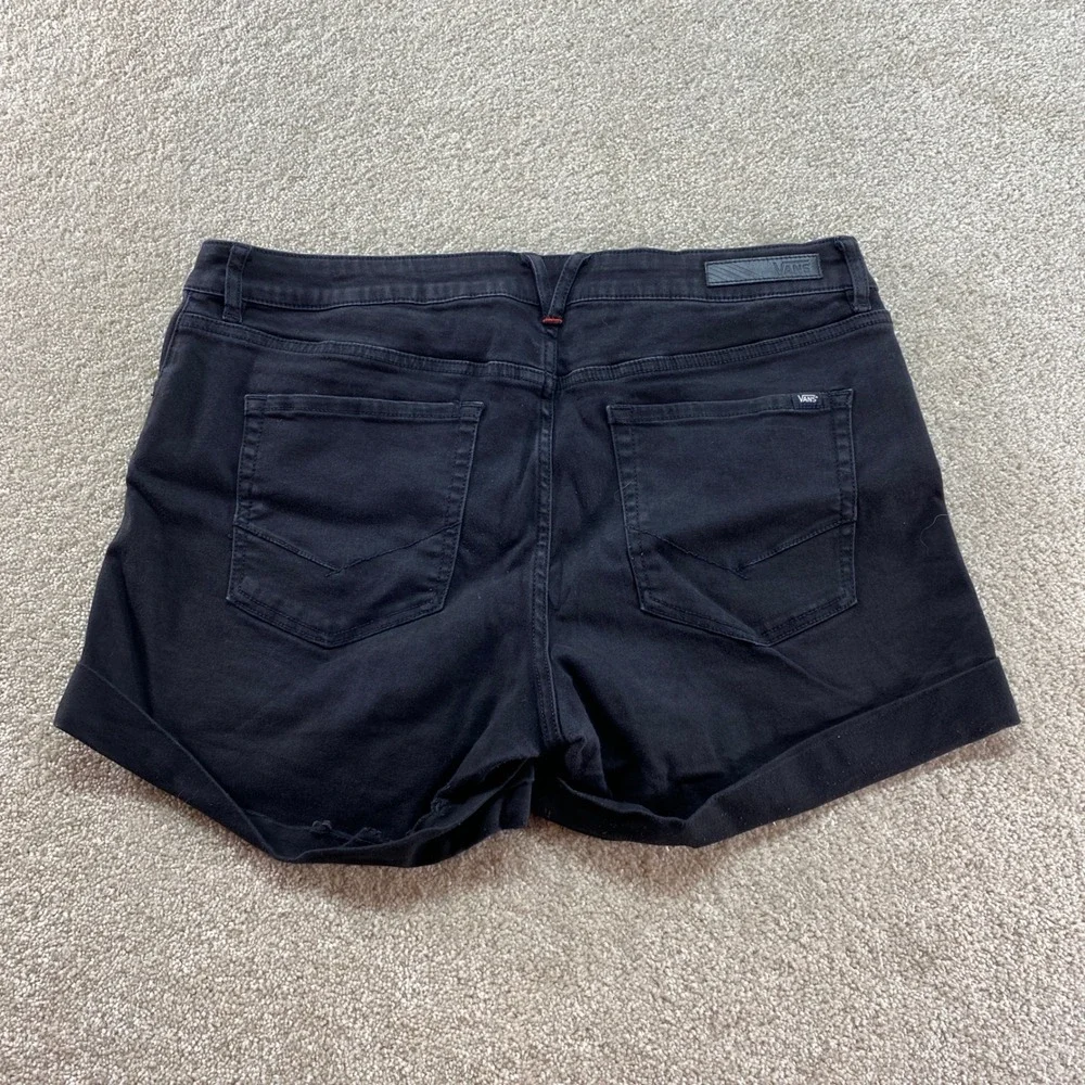 Vans Boyfriend Shorts Womens 13/31 Black Denim Rolled Hem Outdoor‎ Summer